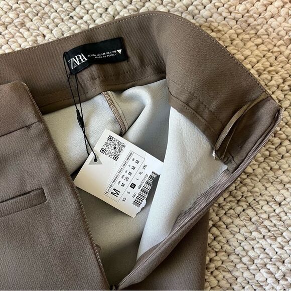 Zara Asymmetric Taupe Brown Skort NEW Size Medium Blogger Favorite - Picture 8 of 8